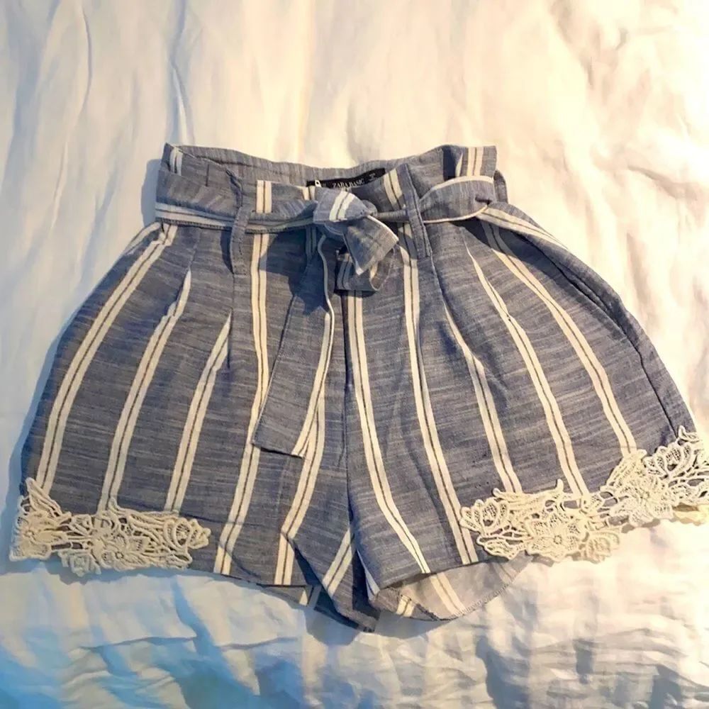 Zara chambray striped shorts 